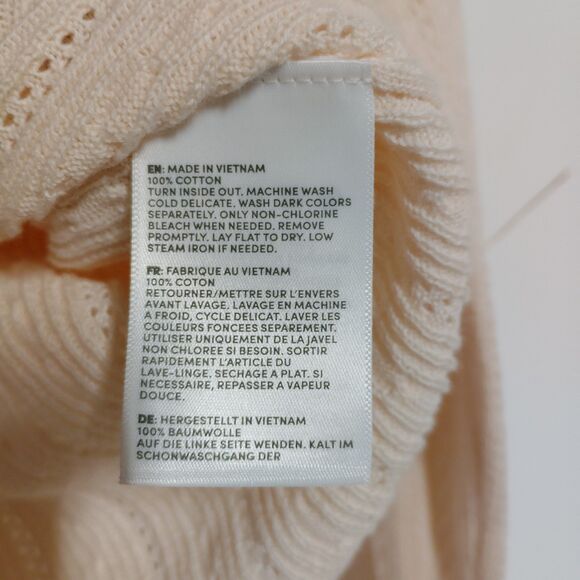 Lands End peachy cable knit cardigan with satin trim size S - Picture 5 of 9